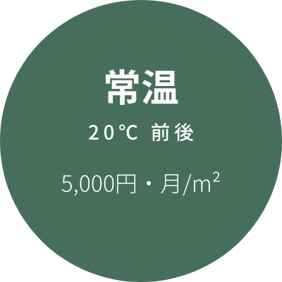 常温 20℃ 前後 5,000円・月/m²